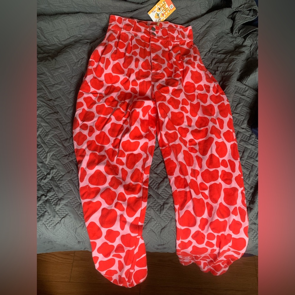 Lucy and Yak Addison High Waisted Organic Cotton Twill Trousers in Jude Print